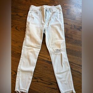 Old Navy Light Cream Distressed Skinny Jeans